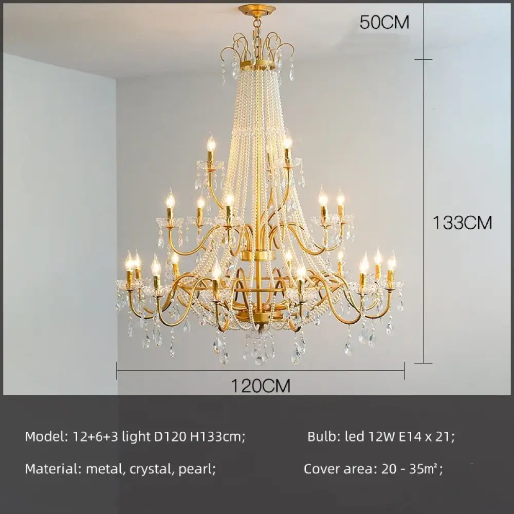 ARDELLE French Crystal Mid-Century Luxury Chandelier 12 and 6 and 3 light / white light 6500K Chandelier