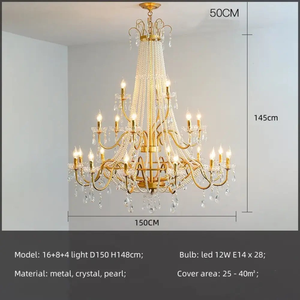 ARDELLE French Crystal Mid-Century Luxury Chandelier 16 and 8 and 4 light / white light 6500K Chandelier