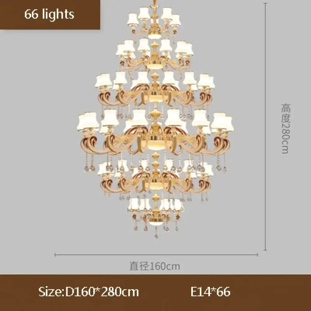 Big Crystal Chandelier for Duplex Villa and Hotel Lobby Lighting 66 lights / Neutral light Chandelier