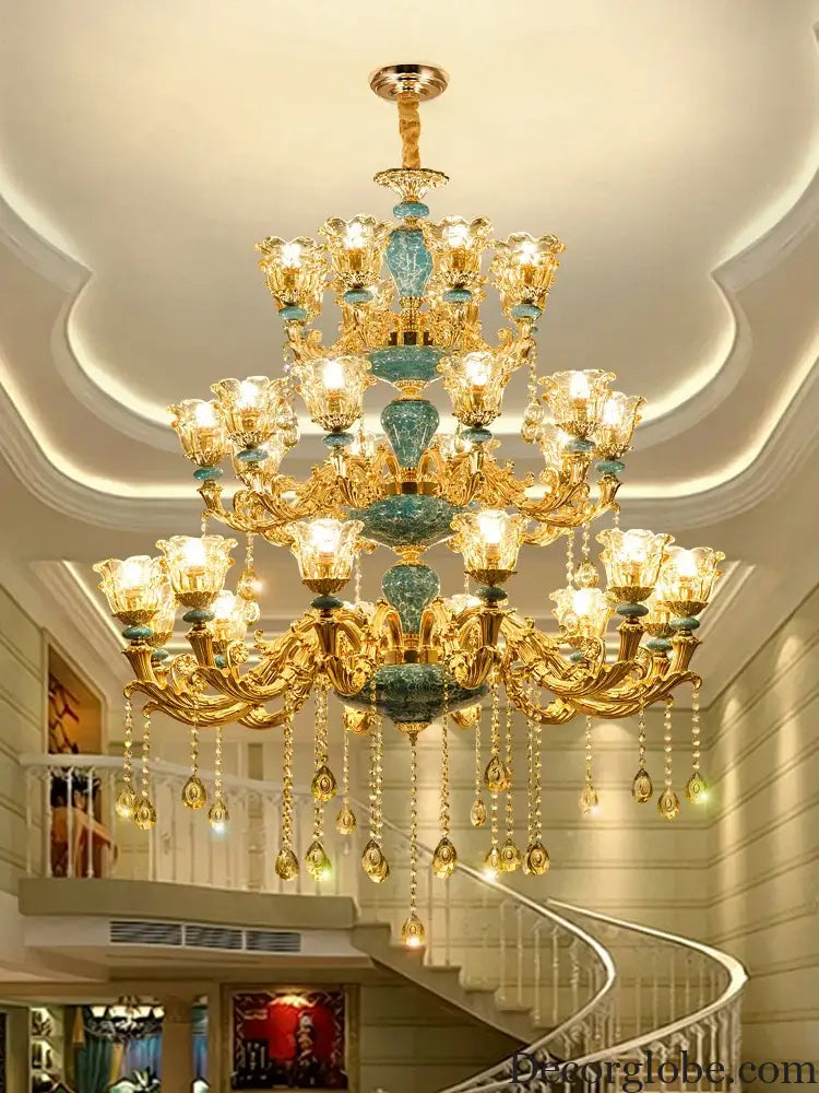 Big Duplex Crystal Chandelier for Villa Living Room and Lobby Chandelier