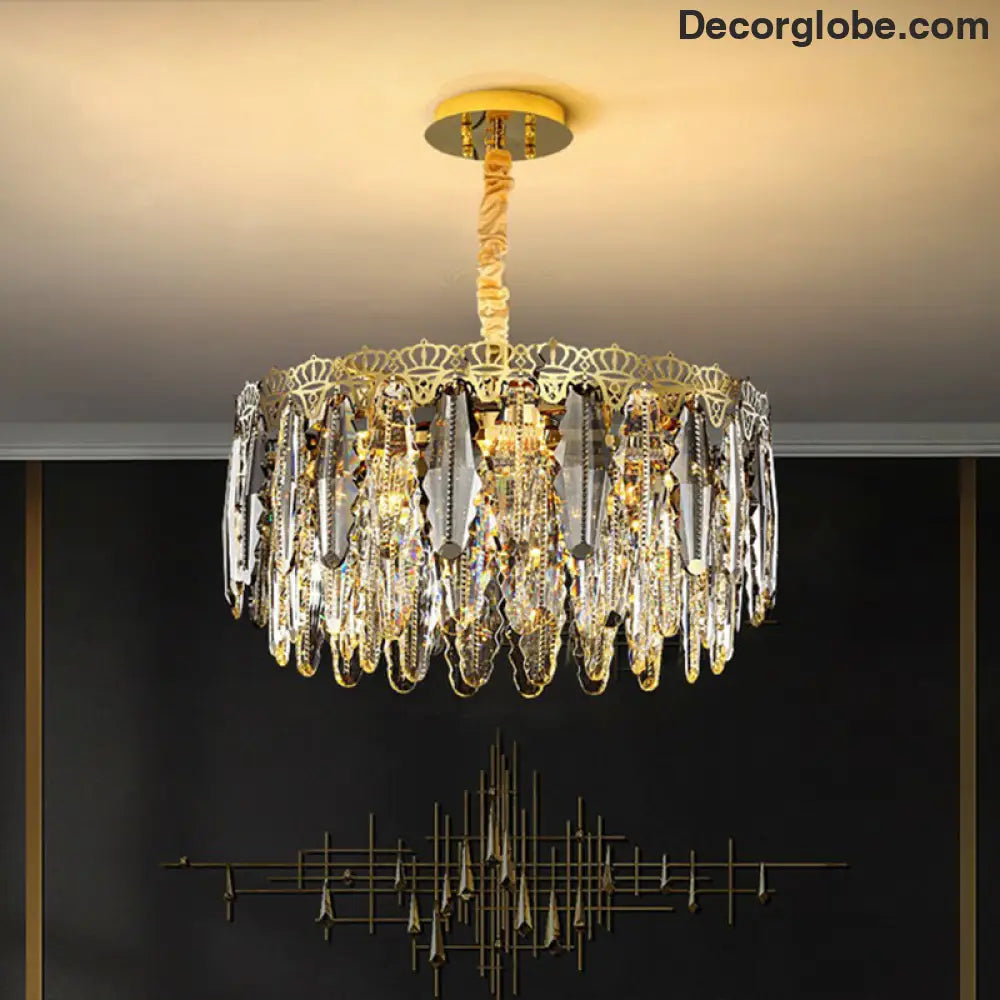 Brynlee Elegance Blooms: Crystal Leaf Pendant Light - DecorGlobe