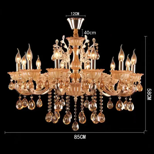 CALYX Crystal Jade European Candle Chandelier 12 lights / Changeable / China Mainland Chandeliers