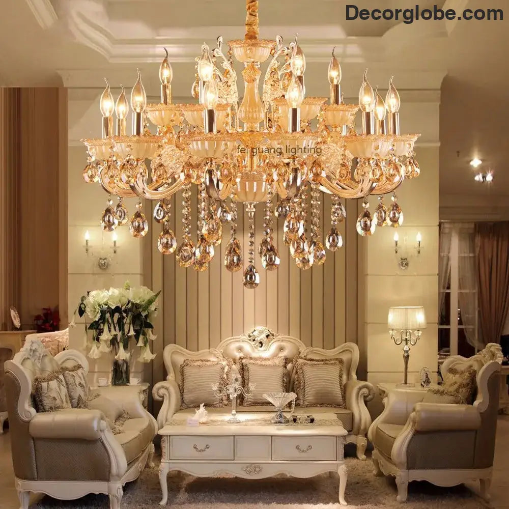 CALYX Crystal Jade European Candle Chandelier Chandeliers
