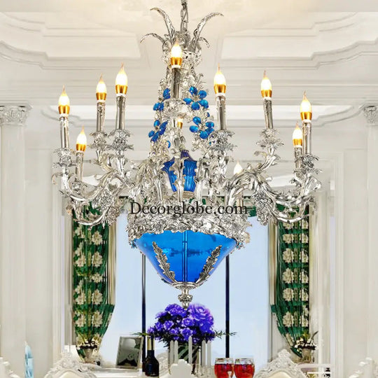 European-style retro pure copper living room chandelier court Villa French copper lamp high-end dining room bedroom