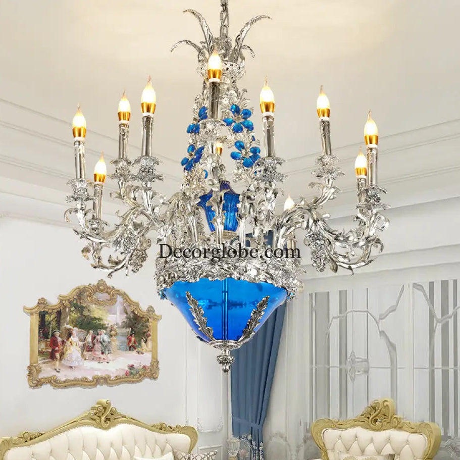 European-style retro pure copper living room chandelier court Villa French copper lamp high-end dining room bedroom