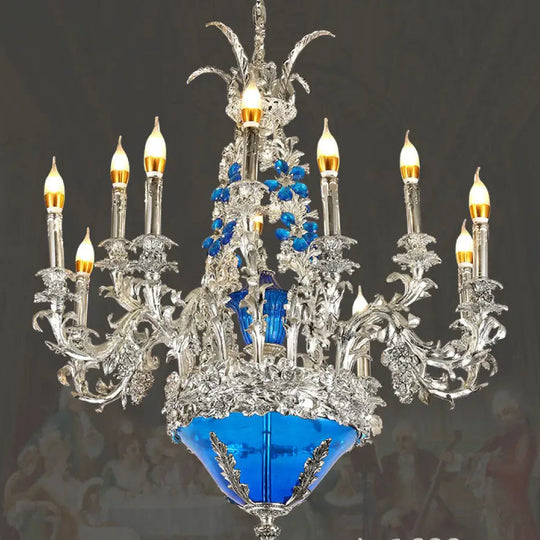 European-style retro pure copper living room chandelier court Villa French copper lamp high-end dining room bedroom