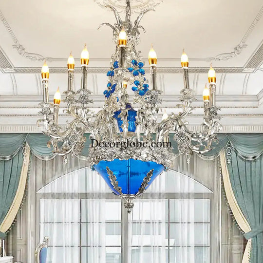 European-style retro pure copper living room chandelier court Villa French copper lamp high-end dining room bedroom