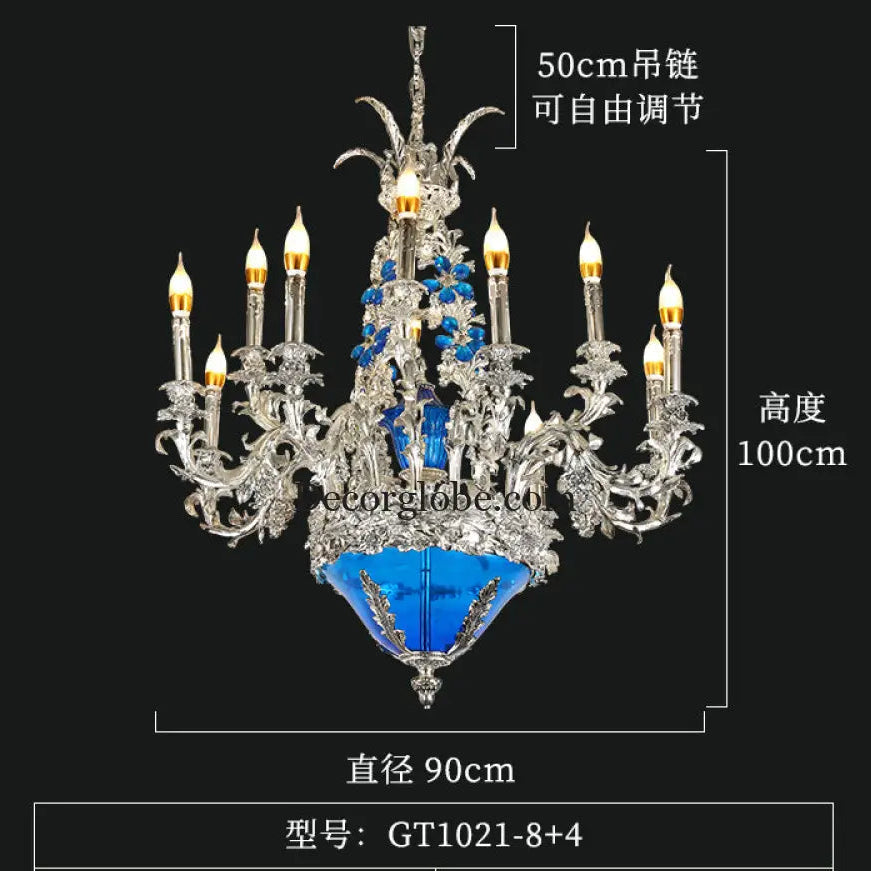 European-style retro pure copper living room chandelier court Villa French copper lamp high-end dining room bedroom