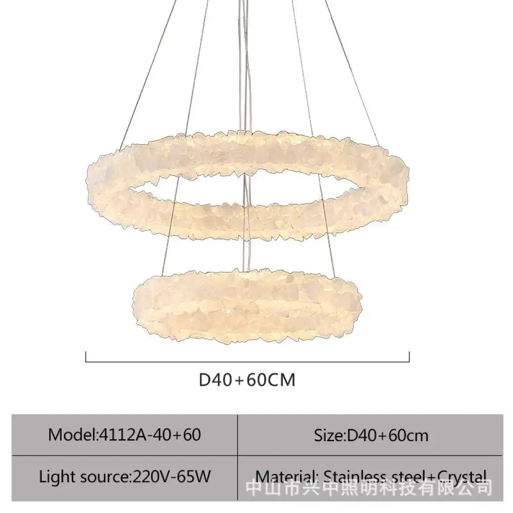Caroline Modern Double Layer Natural Crystal Chandelier A:D40 + D60 Double Layer Chandelier