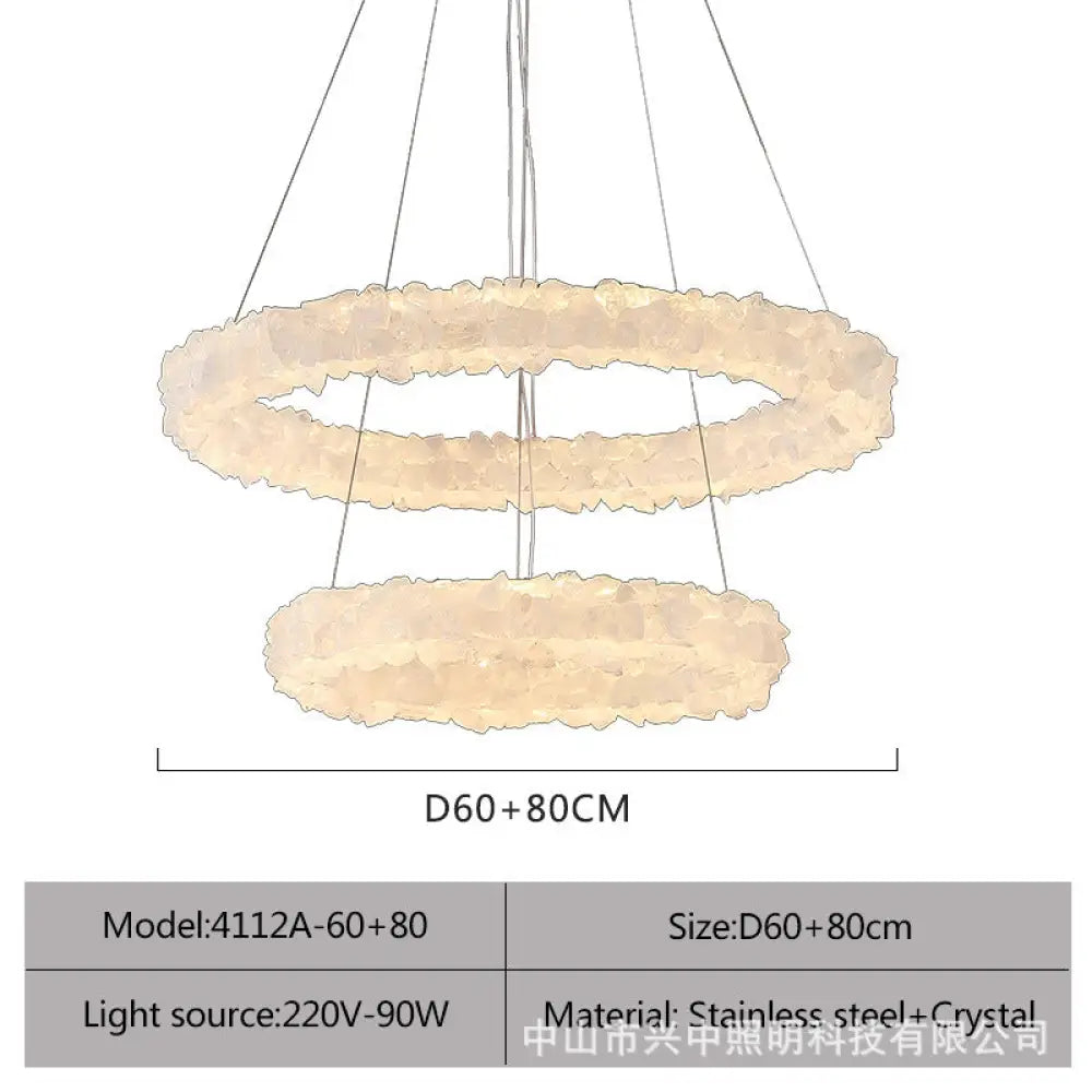 Caroline Modern Double Layer Natural Crystal Chandelier A:D60 + D80 Double Layer Chandelier