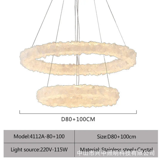 Caroline Modern Double Layer Natural Crystal Chandelier A:D80 + D100 Double Layer Chandelier