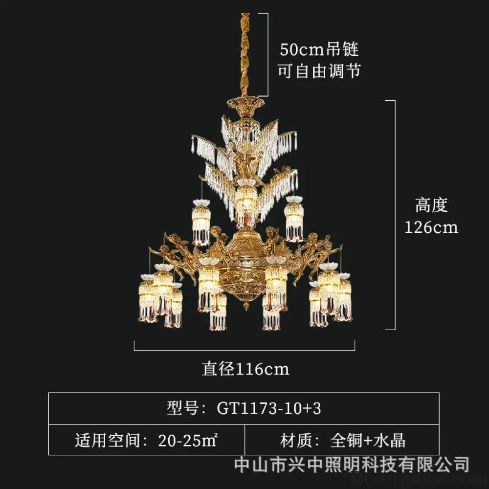 French-style light luxury crystal chandelier elegant Villa duplex building hall lighting European-style living room