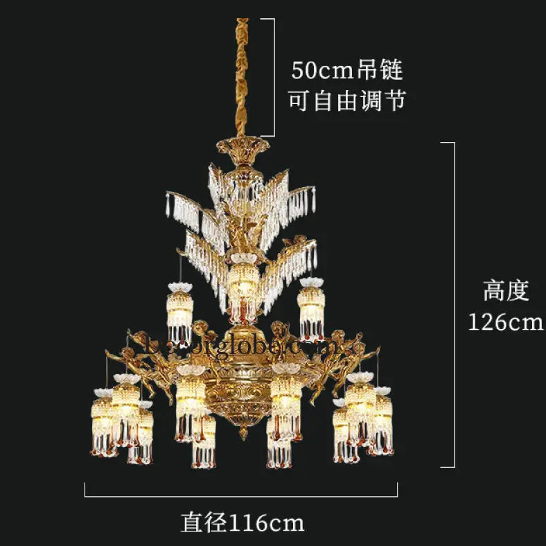 French-style light luxury crystal chandelier elegant Villa duplex building hall lighting European-style living room