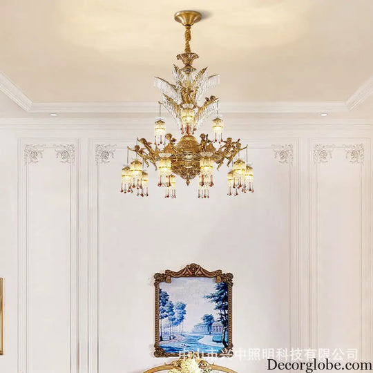 French-style light luxury crystal chandelier elegant Villa duplex building hall lighting European-style living room