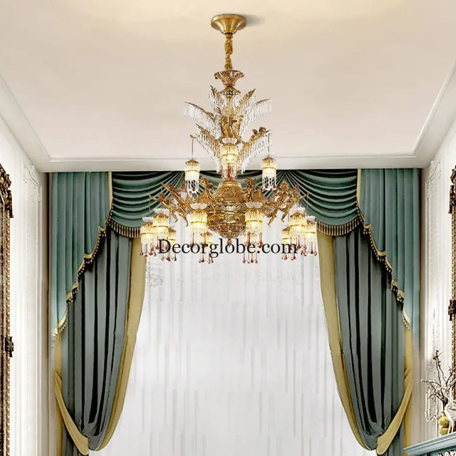 French-style light luxury crystal chandelier elegant Villa duplex building hall lighting European-style living room