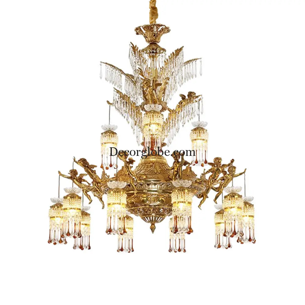 French-style light luxury crystal chandelier elegant Villa duplex building hall lighting European-style living room