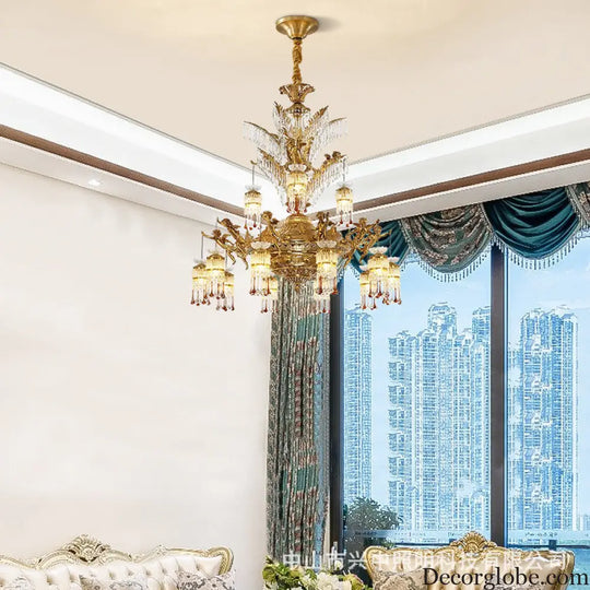 French-style light luxury crystal chandelier elegant Villa duplex building hall lighting European-style living room