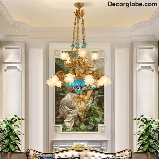 CÉLORIN European Copper & Ceramic Grand Chandelier Chandelier