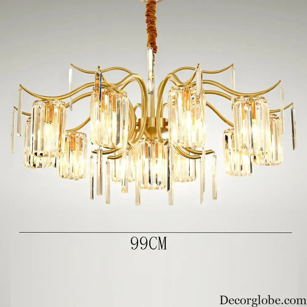 Classical Gold Crystal LED Chandelier with Copper and Glass Accents Lighting > Ceiling lights > Chandeliers