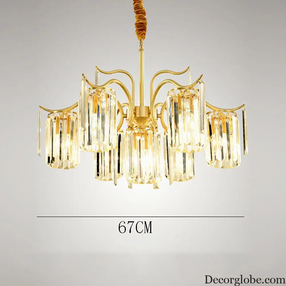 Classical Gold Crystal LED Chandelier with Copper and Glass Accents Lighting > Ceiling lights > Chandeliers