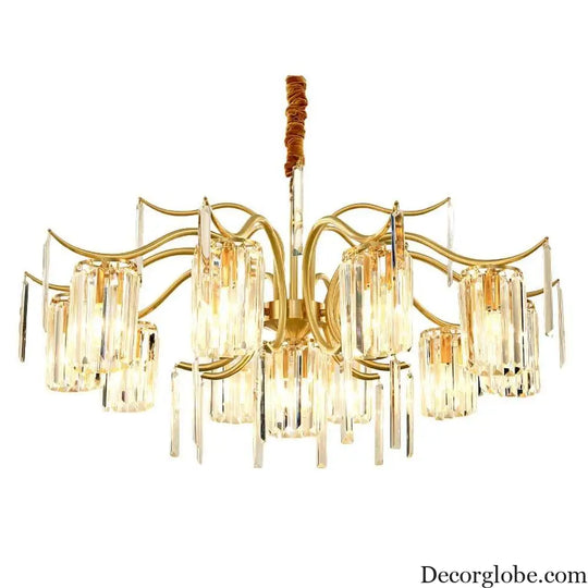 Classical Gold Crystal LED Chandelier with Copper and Glass Accents Lighting > Ceiling lights > Chandeliers
