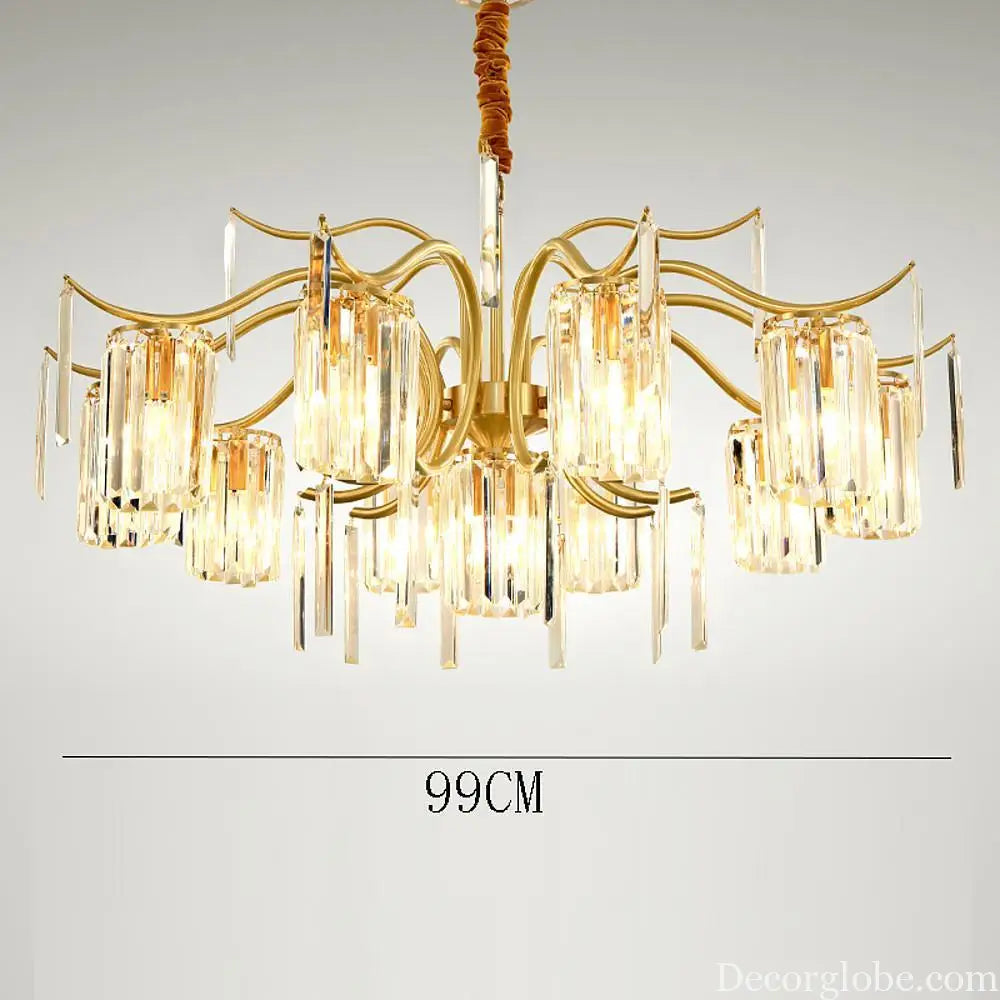Classical Gold Crystal LED Chandelier with Copper and Glass Accents Lighting > Ceiling lights > Chandeliers