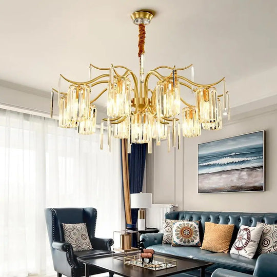 Classical Gold Crystal LED Chandelier with Copper and Glass Accents 11 Heads Lighting > Ceiling lights > Chandeliers