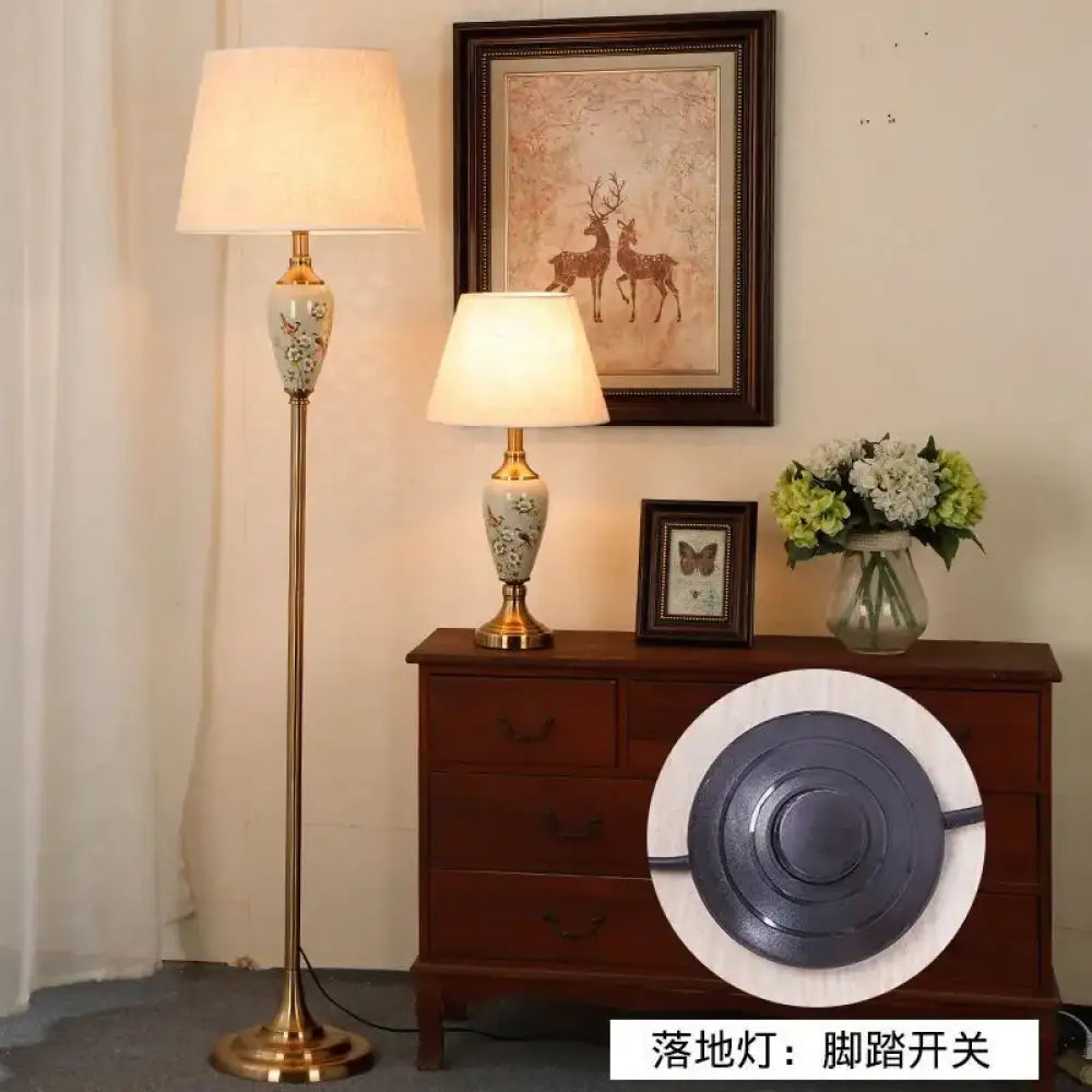 Élise European Retro Flower Ceramic LED Floor Lamp - Style 8