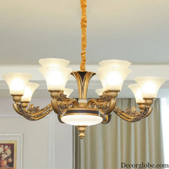 Contemporary Glass Pendant Light Kit: Bell-Shaped Ceiling Chandelier for Living Room White