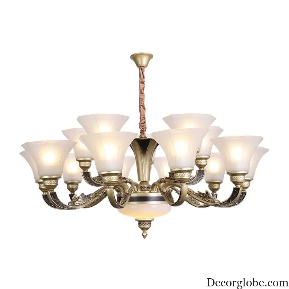 Contemporary Glass Pendant Light Kit: Bell-Shaped Ceiling Chandelier for Living Room White