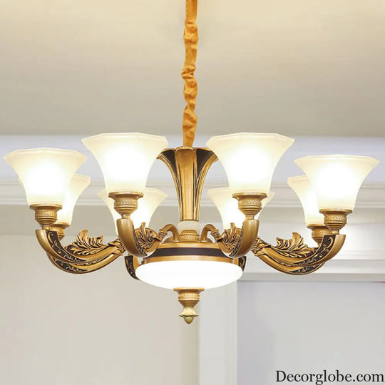 Contemporary Glass Pendant Light Kit: Bell-Shaped Ceiling Chandelier for Living Room White