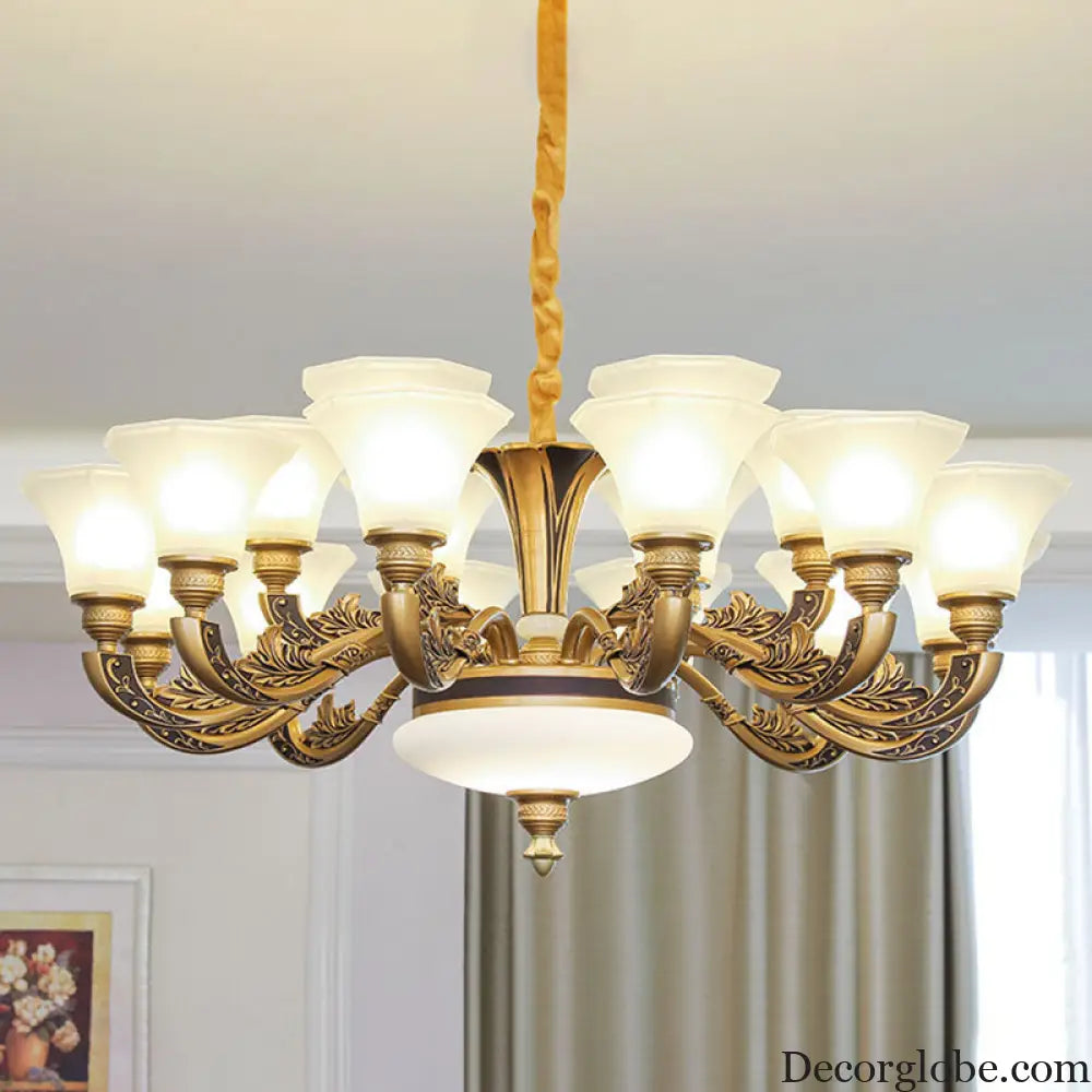 Contemporary Glass Pendant Light Kit: Bell-Shaped Ceiling Chandelier for Living Room White