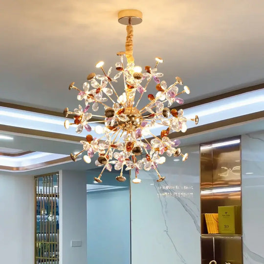 Contemporary Dandelion LED Chandelier - Fashionable Branch Design with Colorful Crystal Accents - DecorGlobe