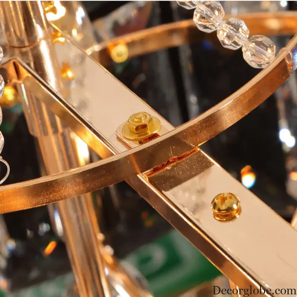 Contemporary LED Crystal Chandelier - Illuminate Your Living Room with Elegant Round and Rectangle Golden Indoor Lighting - DecorGlobe