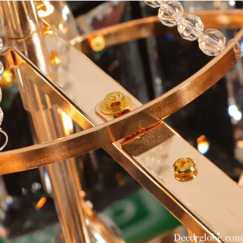 Contemporary LED Crystal Chandelier - Illuminate Your Living Room with Elegant Round and Rectangle Golden Indoor Lighting - DecorGlobe