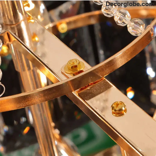 Contemporary LED Crystal Chandelier - Illuminate Your Living Room with Elegant Round and Rectangle Golden Indoor Lighting - DecorGlobe