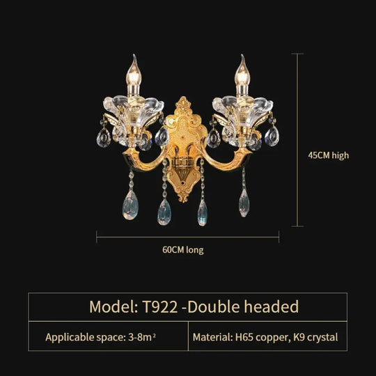 Crystal Candle Chandelier for Living Room and Dining Area 2 Heads D60CM / Cold White Chandelier