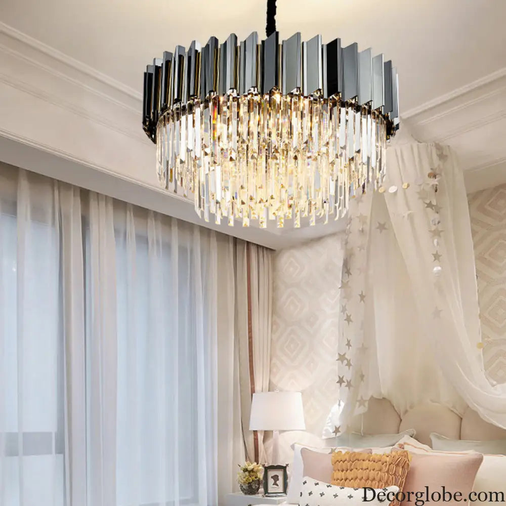 Evelyn's Crystal Chandelier - Modern Elegance with Tiered Design - DecorGlobe