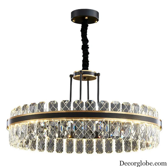 Crystal Chandelier - Modern Minimalist LED Black Leather Design for Living Rooms, Bedrooms, and Dining Spaces - DecorGlobe