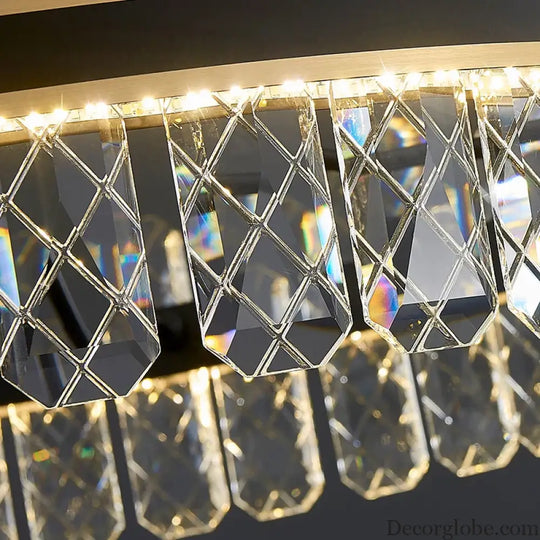 Crystal Chandelier - Modern Minimalist LED Black Leather Design for Living Rooms, Bedrooms, and Dining Spaces - DecorGlobe