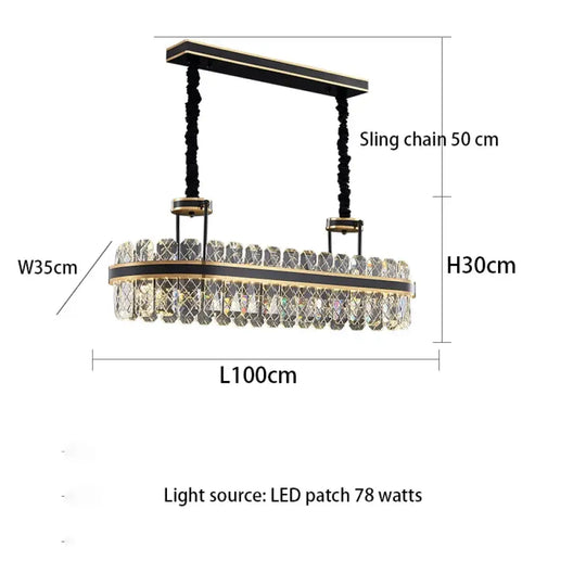 Crystal Chandelier - Modern Minimalist LED Black Leather Design for Living Rooms, Bedrooms, and Dining Spaces - DecorGlobe