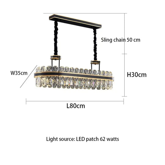 Crystal Chandelier - Modern Minimalist LED Black Leather Design for Living Rooms, Bedrooms, and Dining Spaces - DecorGlobe