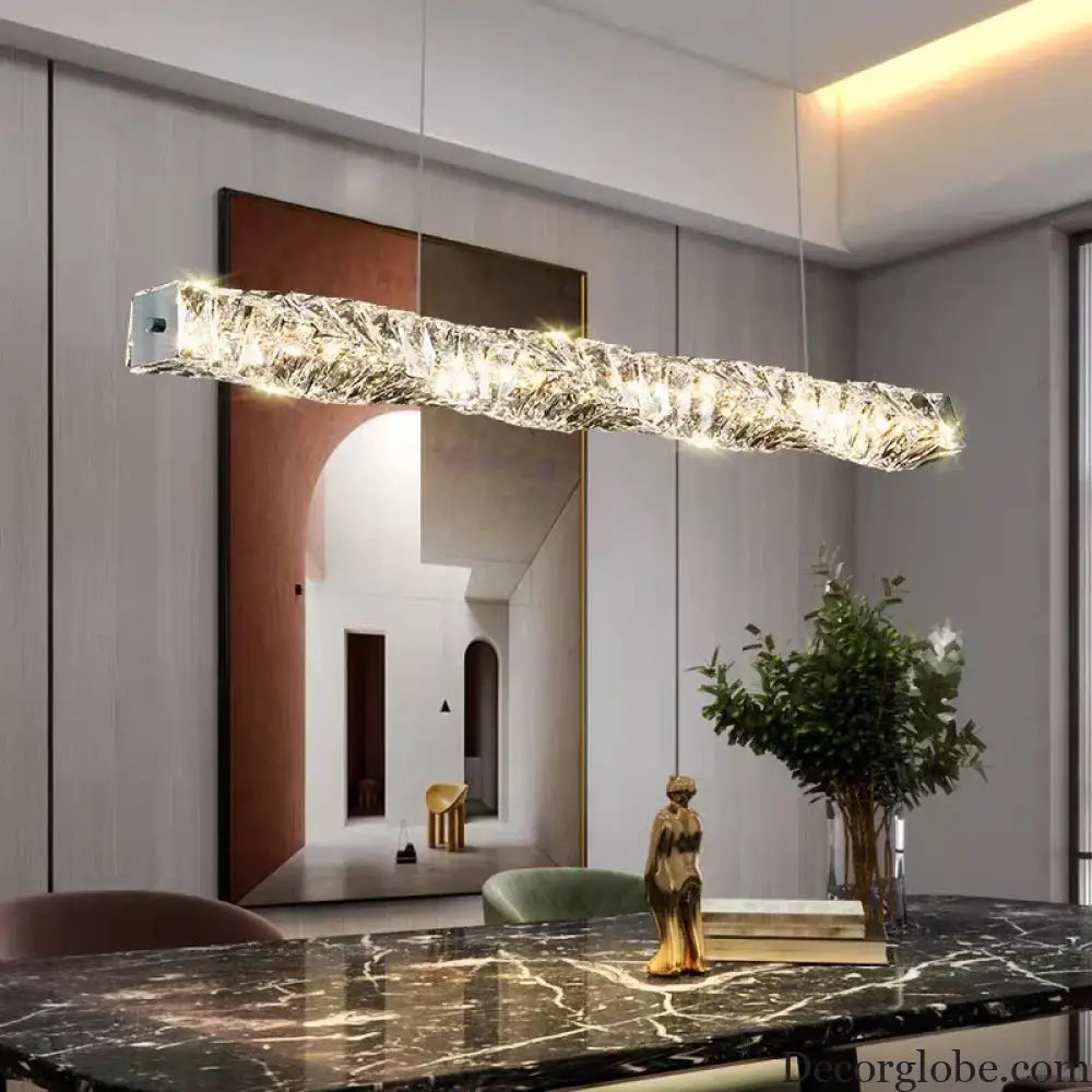 Sophisticated Crystal LED Pendant Lights - Dimmable, Ideal for Living and Dining Rooms - Luxurious Ring Design - DecorGlobe