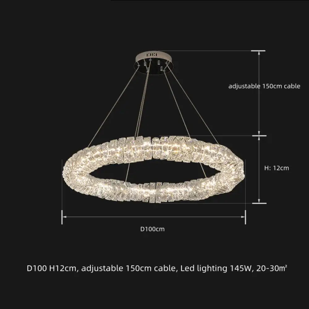 Sophisticated Crystal LED Pendant Lights - Dimmable, Ideal for Living and Dining Rooms - Luxurious Ring Design - DecorGlobe