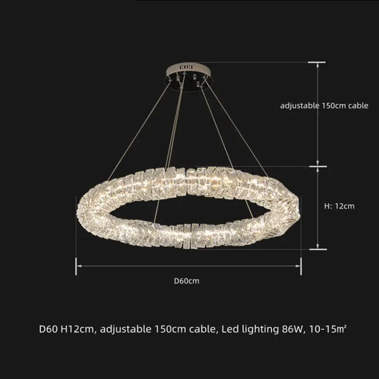 Sophisticated Crystal LED Pendant Lights - Dimmable, Ideal for Living and Dining Rooms - Luxurious Ring Design - DecorGlobe
