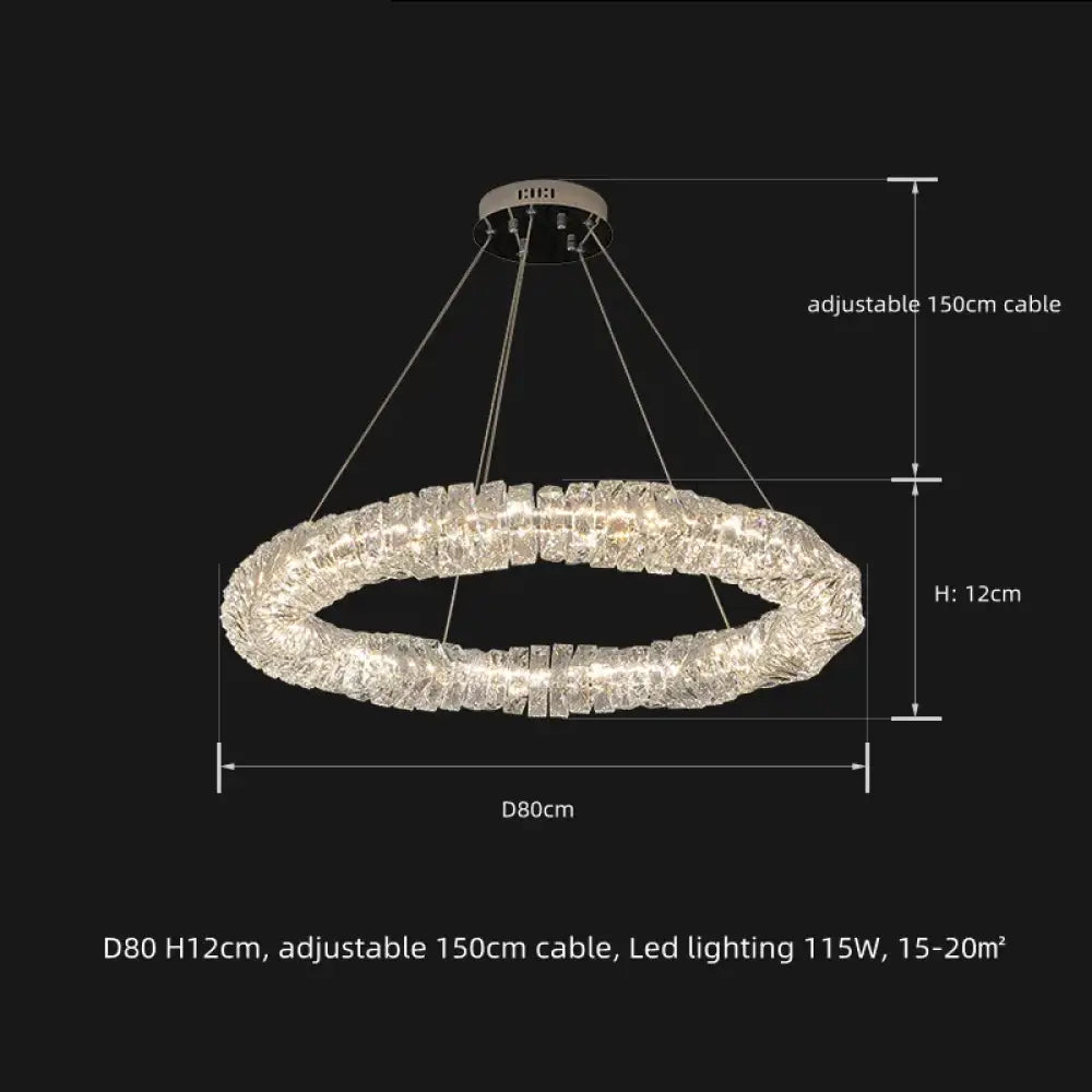 Sophisticated Crystal LED Pendant Lights - Dimmable, Ideal for Living and Dining Rooms - Luxurious Ring Design - DecorGlobe