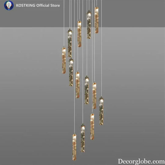 Art Design Spiral Staircase Crystal Chandelier LuxuriousHigh-CeilingDuplex Floor-To-Ceiling Living Room Crystal Large