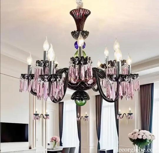 Decora Colorful Crystal Chandeliers Modern LED Pendant Lamp For Living Room E14 AC lustres de sala de cristal Home