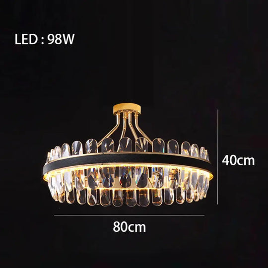 Dimmable LED Crystal Oval Ceiling Chandeliers - Black Leather Luxury Lustres for Dining Room Decor - DecorGlobe
