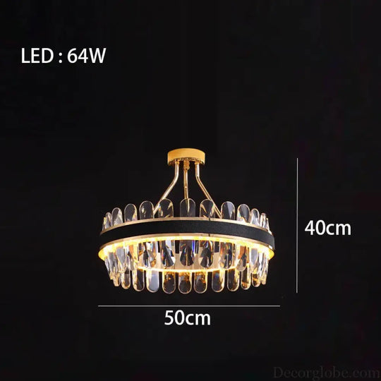 Dimmable LED Crystal Oval Ceiling Chandeliers - Black Leather Luxury Lustres for Dining Room Decor - DecorGlobe